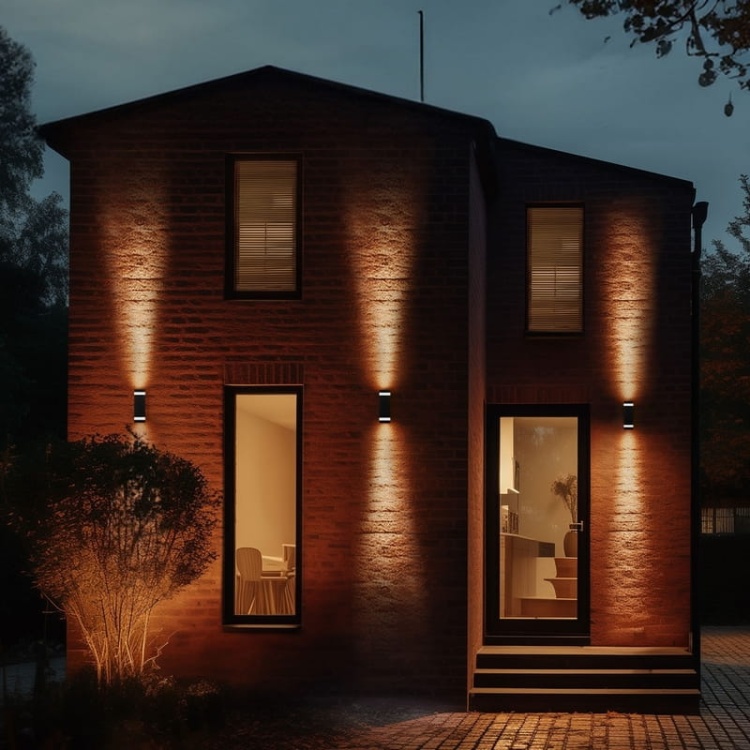 Oprawa elewacyjna podwójna TORRE RING 18W CCT 2000lm IP54 okrągła czarna Spectrum aranżacja.jpg