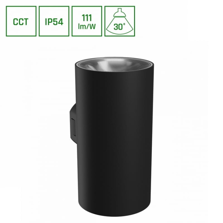 Oprawa elewacyjna podwójna TORRE 18W CCT 2000lm IP54 okrągła czarna Spectrum informacje.jpg