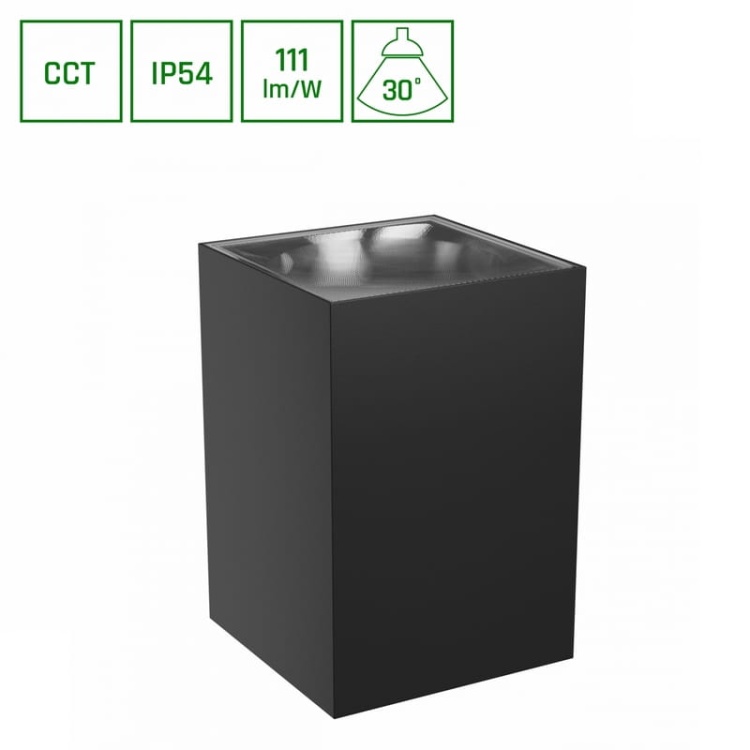 Oprawa elewacyjna TORRE 9W CCT 1000lm IP54 kwadratowa czarna Spectrum informacje.jpg