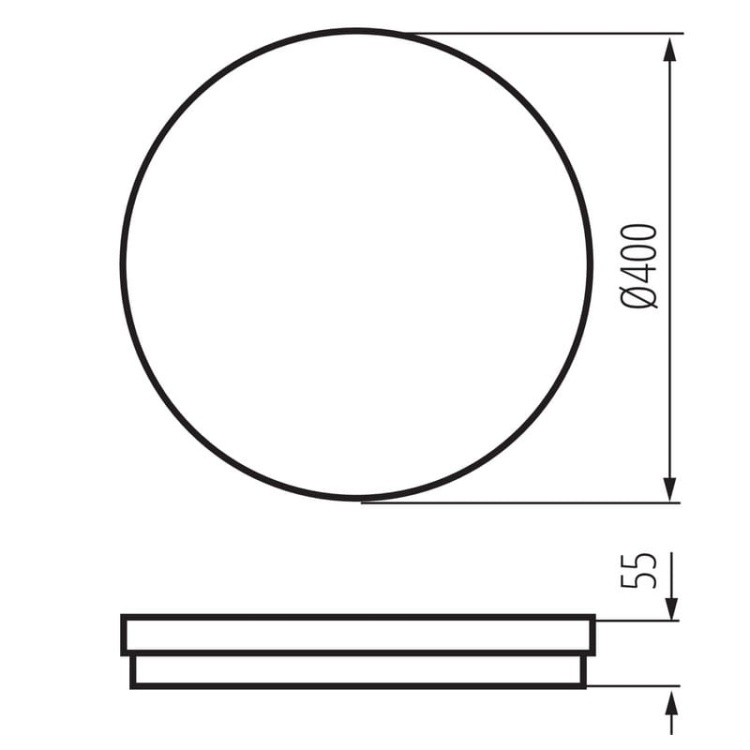 Plafoniera LED BENO ECO 40W CCT 4050lm biała Φ400mm KANLUX 38386 wymiary.jpg