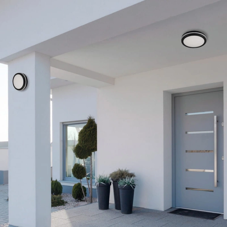 Plafoniera LED BENO ECO 30W CCT 2400lm czarna Φ300mm IP65 KANLUX 38385 elewacja aranżacja.jpg