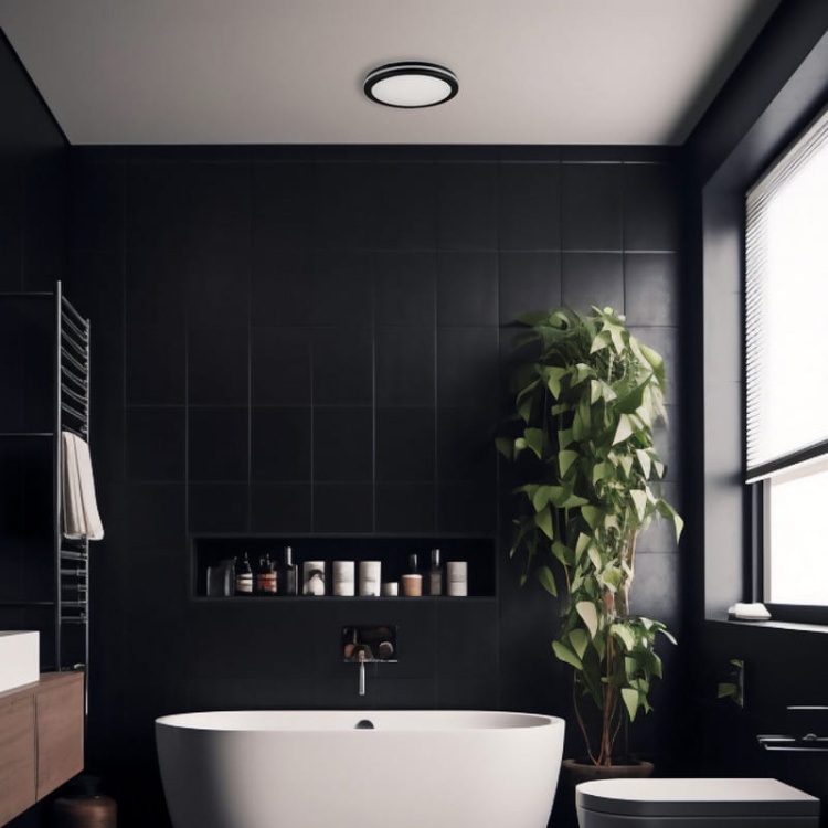 Plafoniera LED BENO ECO 20W CCT 1600lm czarna Φ200mm IP65 KANLUX 38383 łazienka aranżacja.jpg