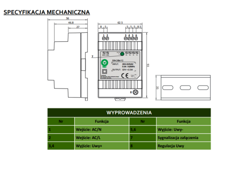 DIN30W24 zasilacz POS na szynę DIN 30W 24V DC 1.25A