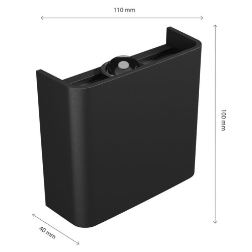 Kinkiet LED dwukierunkowy LUNARIX 1 2W CCT 200lm IP54 czarny Spectrum wymiary.jpg
