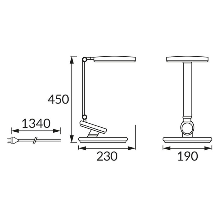 Lampka biurkowa RAGAS 9W CCT 560lm biała 120° IP20 ściemnialna STRÜHM wymiary.jpg
