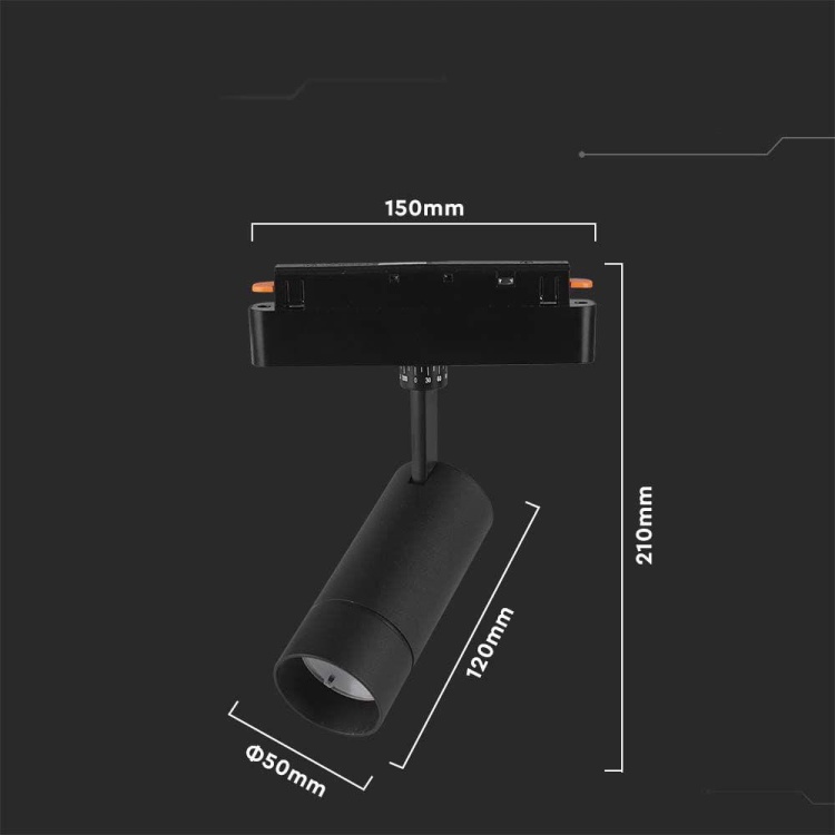 Oprawa Projektor Szynosystem SMART 48V V-TAC 8W LED CCT 27st SMART WiFi TRACKLIGHT Czarna VT-908D 2700K-6400K 700lm 3 Lata Gwarancji