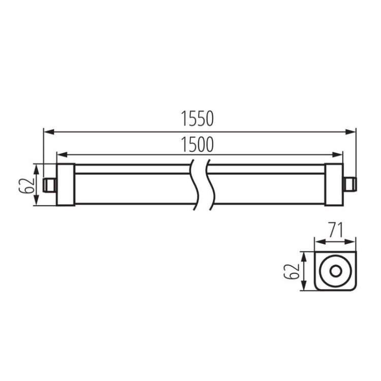 Oprawa hermetyczna liniowa LED TP STRONG LED 150cm 75W-NW 4000K 10000lm IP65 KANLUX 33171 wymiary