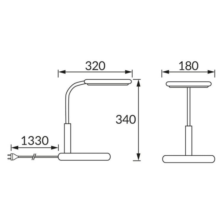 Lampka biurkowa SAMUEL 9W 4200K 500lm biała 120° IP20 ściemnialna STRÜHM wymiary.jpg