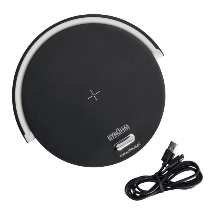 Lampka biurkowa SATURN z ładowarką indukcyjną 10W 4000K 150lm ściemnialna IP20 czarna STRÜHM zestaw.jpg