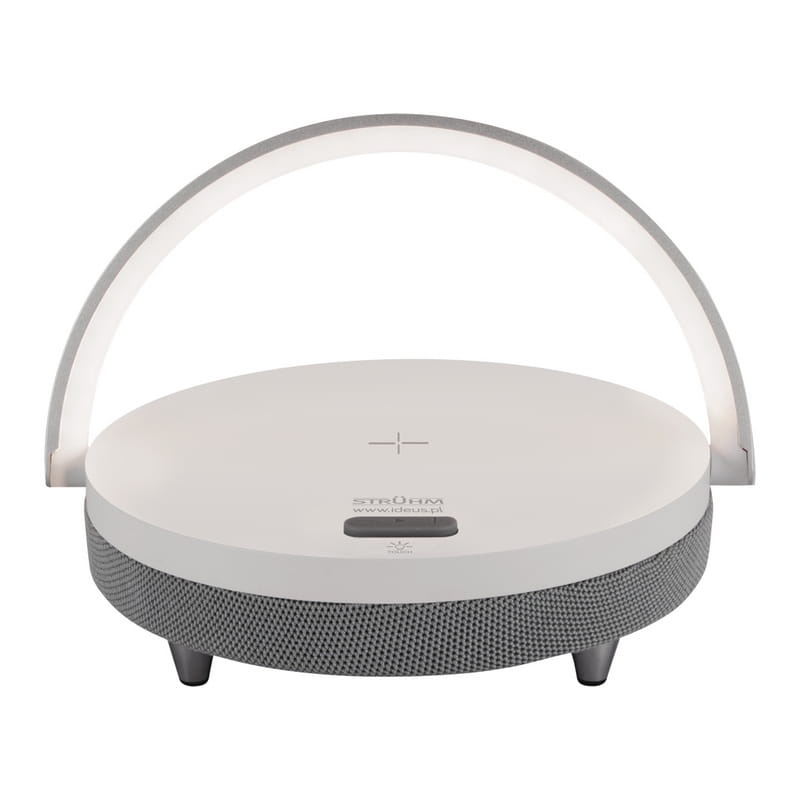 Lampka biurkowa SATURN z ładowarką indukcyjną i głośnikiem 10W 4000K 150lm ściemnialna IP20 biała STRÜHM.jpg