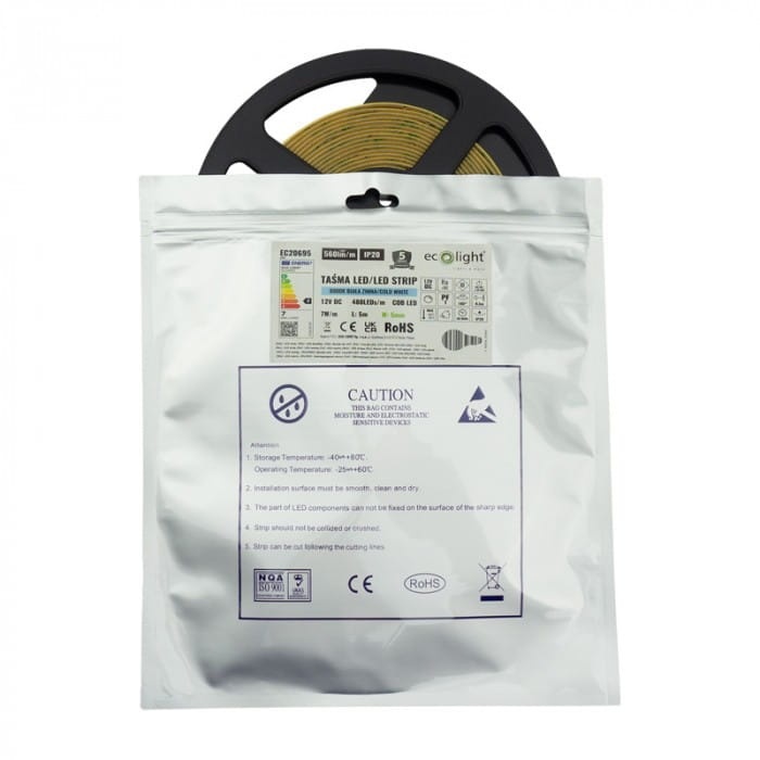Taśma LED COB biała zimna 12V 35W 2400 IP20 5mm 5m Ecolight EC20695 opakowanie.jpg