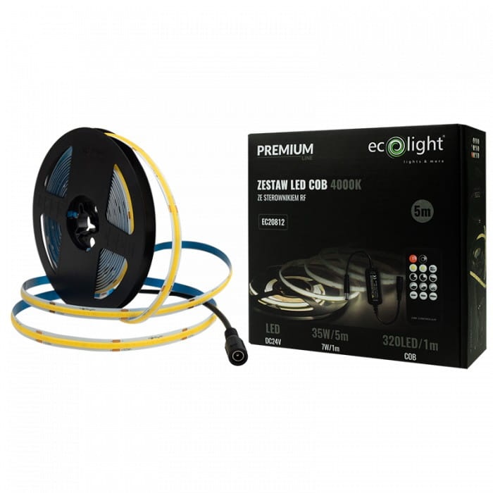 Zestaw taśma LED COB 4000K 5m 35W 24V ze sterownikiem RF IP20 Ecolight EC20812 montaż.jpg