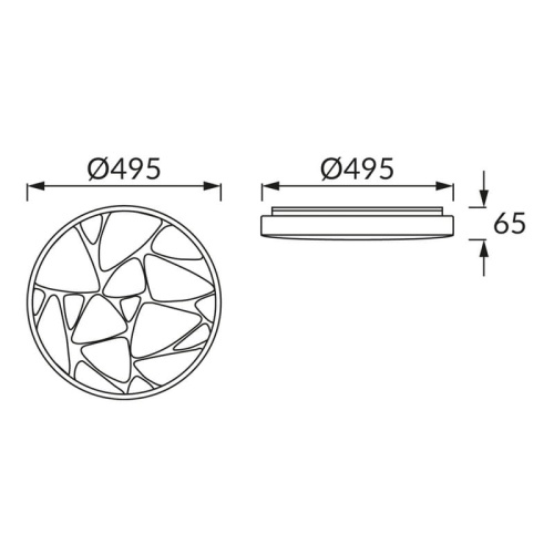 Plafoniera LED MINERAL C 48W 140° CCT ściemnialna Ø495mm czarna IP44 STRÜHM wymiary.jpg