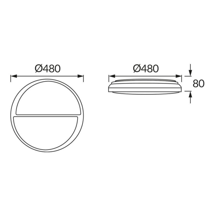 Plafoniera LED POLAR C 48W 160° CCT ściemnialna Ø480mm czarna IP44 STRÜHM wymiary.jpg