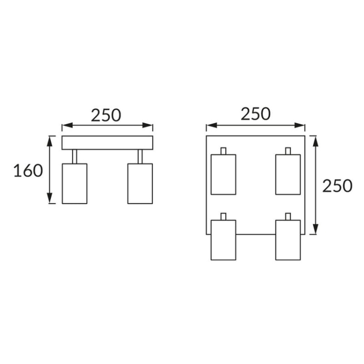 Spot 4-punktowy MANAM 4xGU10 4x35W czarny STRÜHM wymiary.jpg