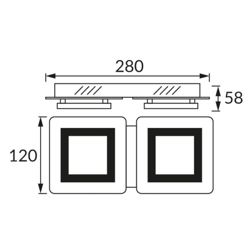 Spot 2-punktowy LIPSK LED 2x5W 4200K 2x300lm 280mm chromowo-czarny STRÜHM wymiary.jpg
