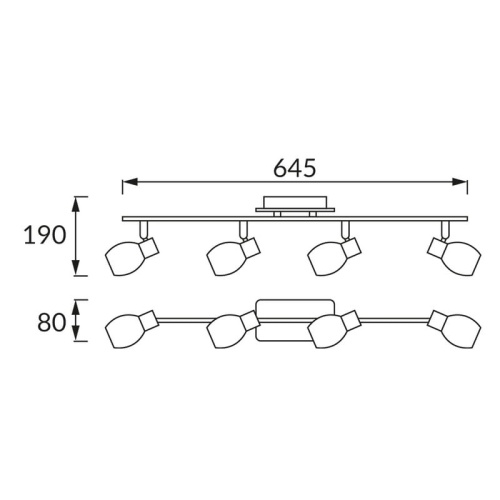 Spot 4-punktowy PANTERKA 4xE14 4x9W chrom podtynkowa IP20 STRÜHM wymiary.jpg