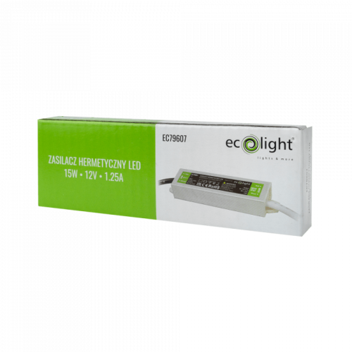 Zasilacz hermetyczny do LED 12VDC 15W IP67 EC79607 Ecolight