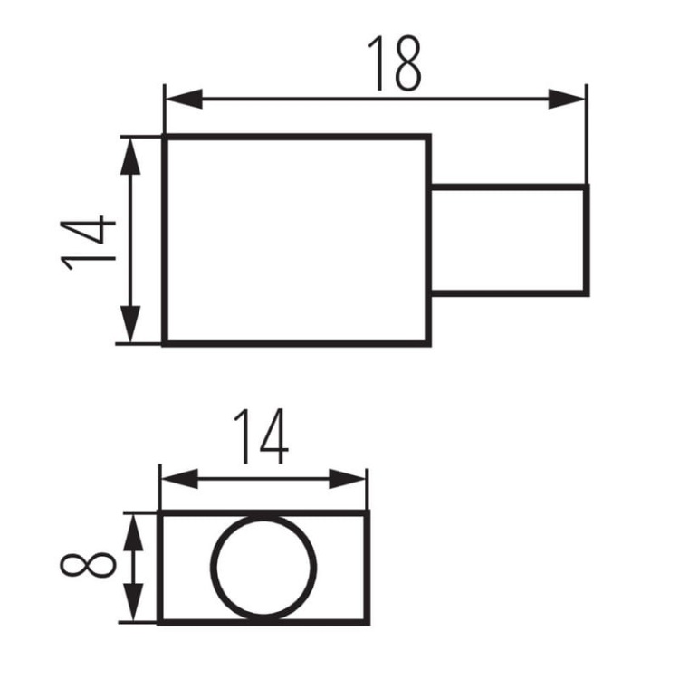 Zaślepki końcowe NEON RGB END CAP HOLE z otworem 5 sztuk Kanlux 38402 wymiary.jpg