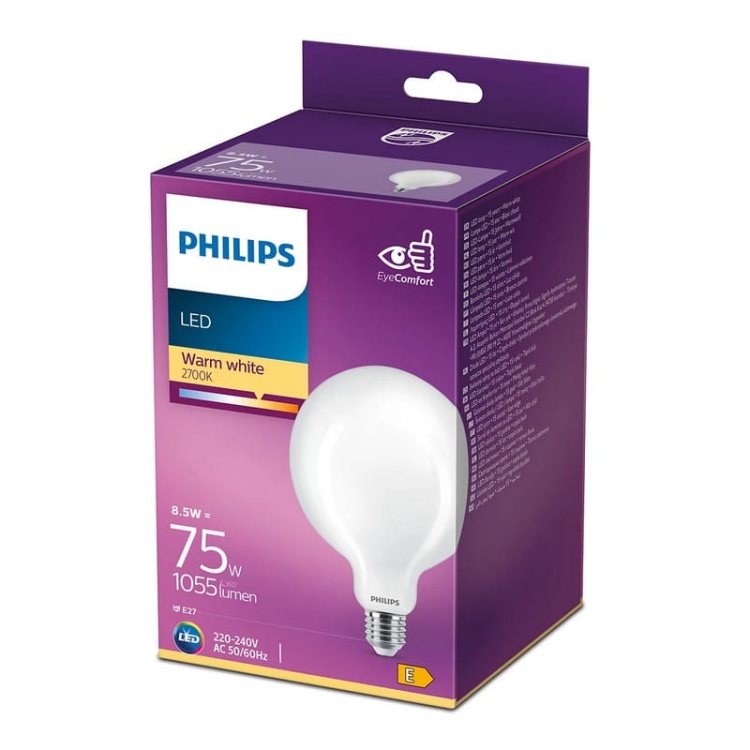 Żarówka LED Classic bulb G120 E27 8.5W=75W 1055lm 2700K FR ND SRT4 PHILIPS opakowanie.jpg