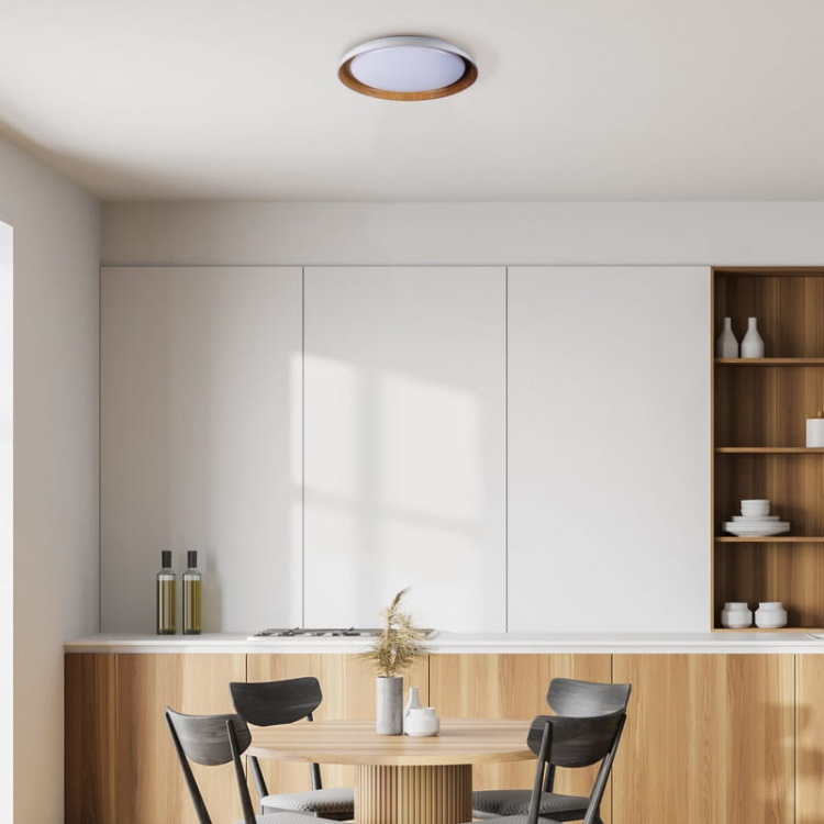 Plafoniera NIFU LED 17,8W 4000K 1320lm ∅430mm biała brąz IP20 Kanlux 37317 aranżacja