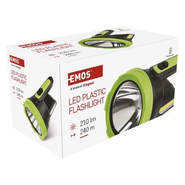 Latarka ładowalna LED 210lm 1800mAh czarno-zielona Emos P2314 zdjęcia.jpg