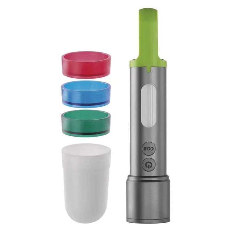 Latarka ładowalna LED 600lm 1200mAh metalowa IP44 szaro-zielona Emos P3118 pion.jpg