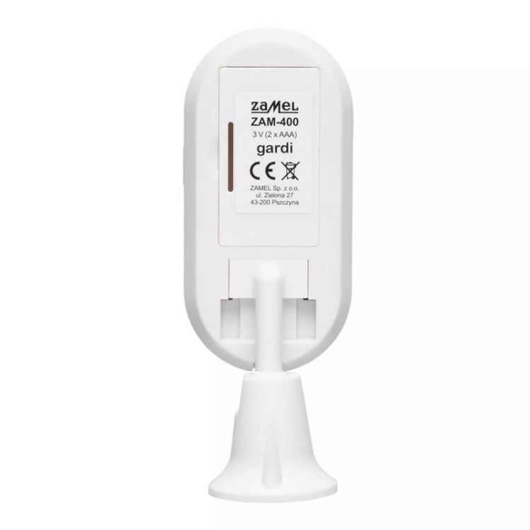 Mini alarm ZAM-400 z wbudowaną syreną sterowany pilotem Zamel tył.jpg