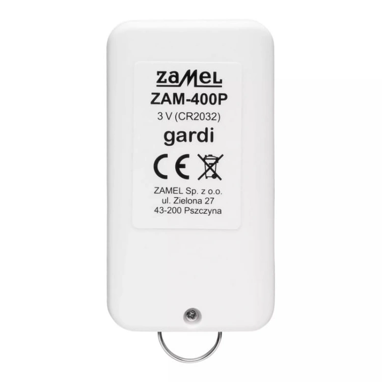 Mini alarm ZAM-400 z wbudowaną syreną sterowany pilotem Zamel tył pilot.jpg