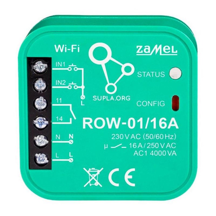 Odbiornik WiFi dopuszkowy 1-kanałowy dwukierunkowy Zamel ROW-01 16A front.jpg