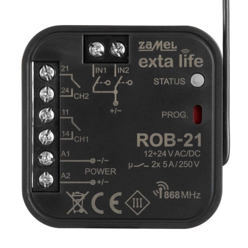 Radiowy odbiornik bramowy 2-kanałowy dwukierunkowy Zamel ROB-21 zbliżenie.jpg