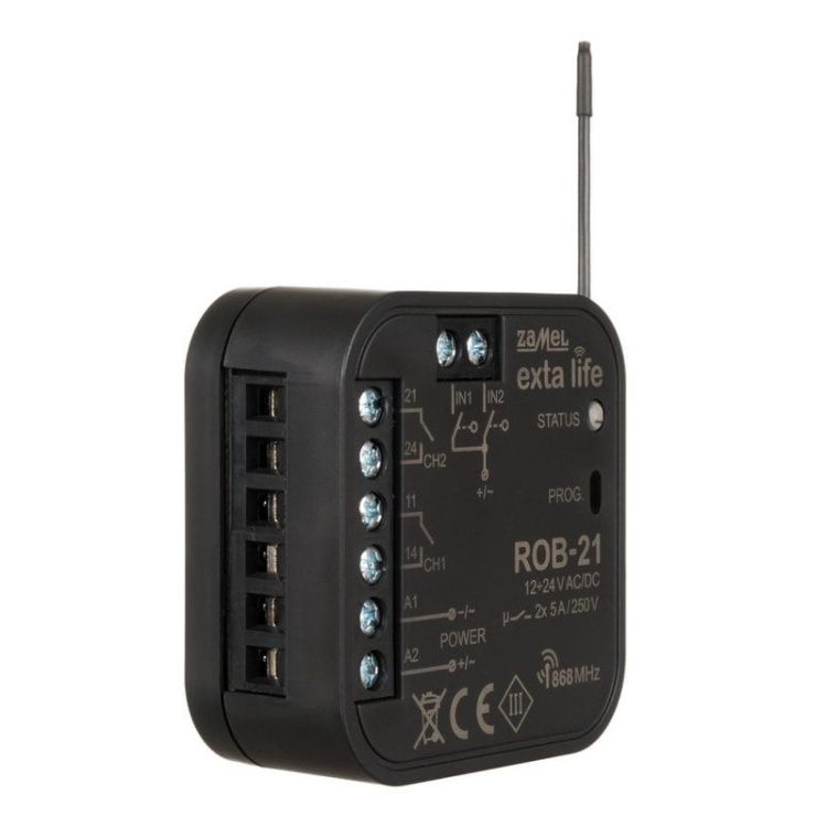 Radiowy odbiornik bramowy 2-kanałowy dwukierunkowy Zamel ROB-21 wejście.jpg