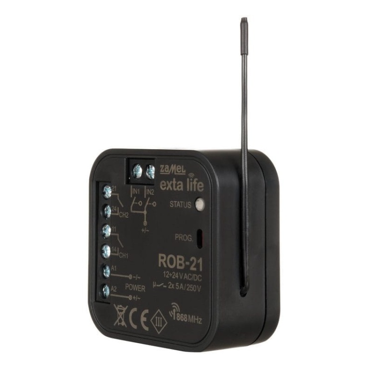 Radiowy odbiornik bramowy 2-kanałowy dwukierunkowy Zamel ROB-21 antena.jpg