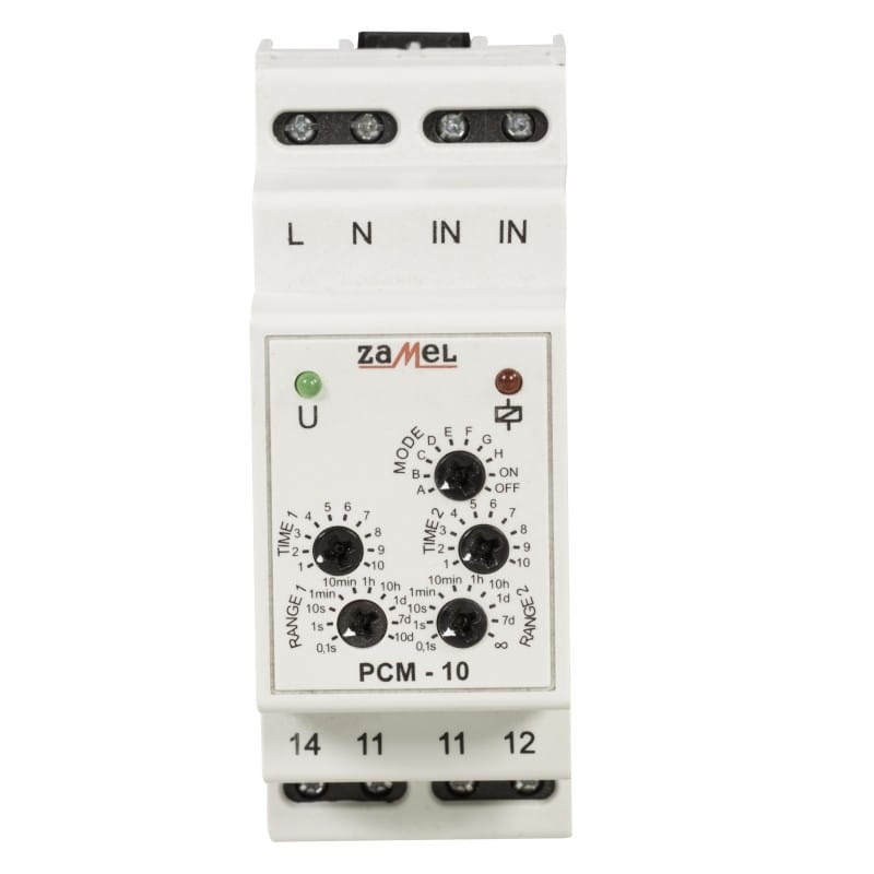 Przekaźnik czasowy 230V AC 10 trybów Zamel PCM-10 front.jpg