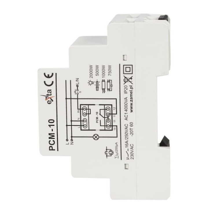 Przekaźnik czasowy 230V AC 10 trybów Zamel PCM-10 bok.jpg