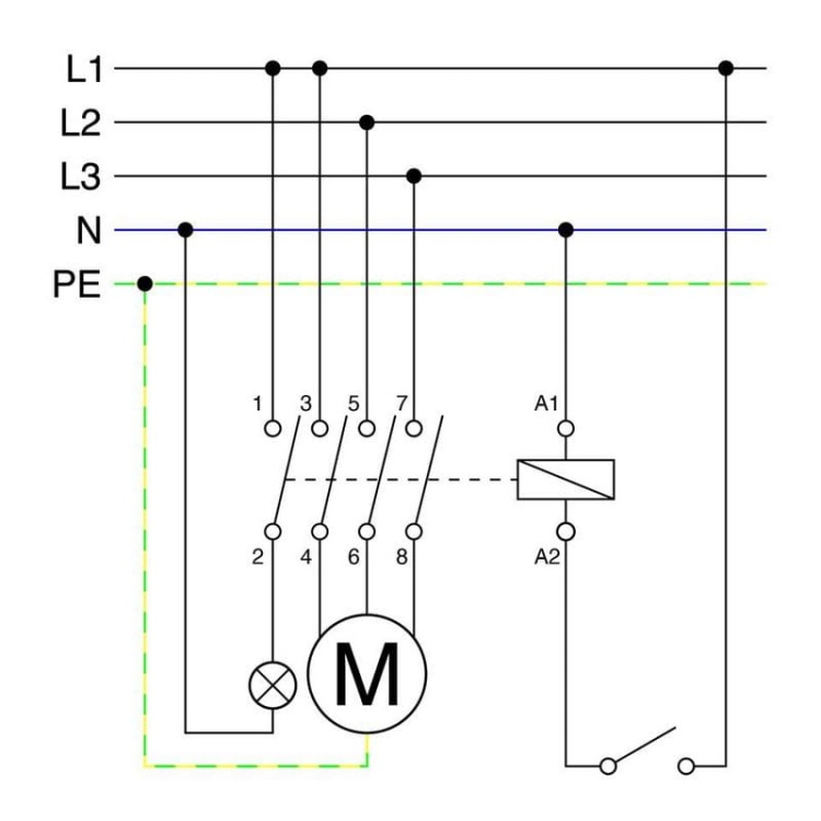 Stycznik modułowy 230V 25A 4NO Zamel STM-25-40 podłączenie.jpg