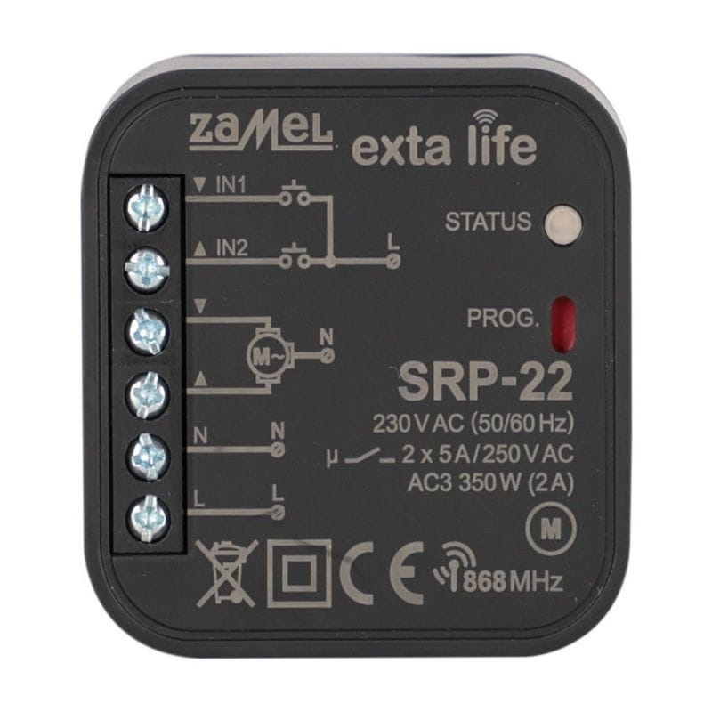 Radiowy sterownik rolet dopuszkowy dwukierunkowy Zamel SRP-22 front.jpg