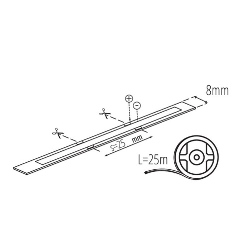 Taśma LED STRIP LCOB 12V 200W biała ciepła 3000K 25m 18000lm IP00 Kanlux 38434 cięcie.jpg