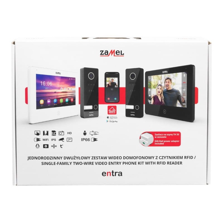 Zestaw wideodomofonowy dwużyłowy IPS HD WiFi dotykowy ekran czytnik RFiD czarny Zamel VP-209ICSB-B opakowanie.jpg