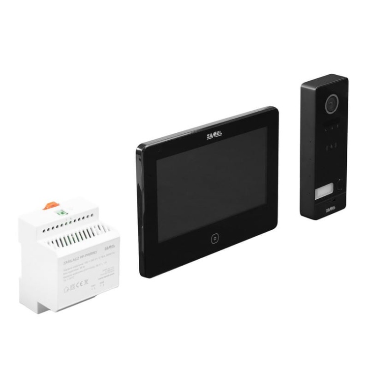 Zestaw wideodomofonowy dwużyłowy IPS HD WiFi dotykowy ekran czytnik RFiD czarny Zamel VP-209ICSB-B.jpg