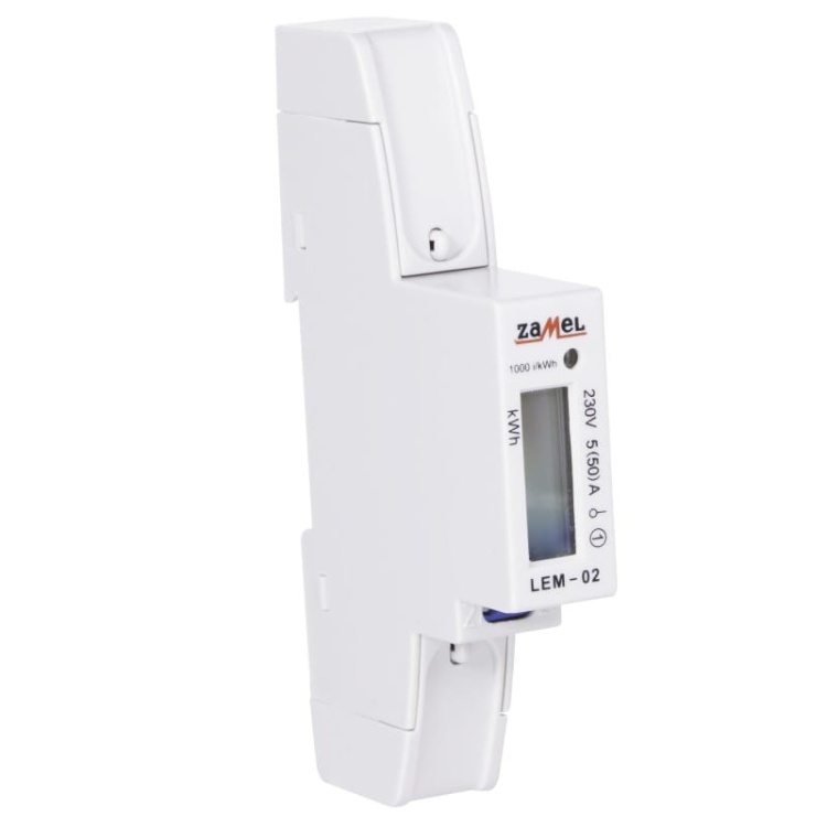 Licznik zużycia energii elektrycznej 1-fazowy 50A Zamel LEM-02 zabudowane.jpg