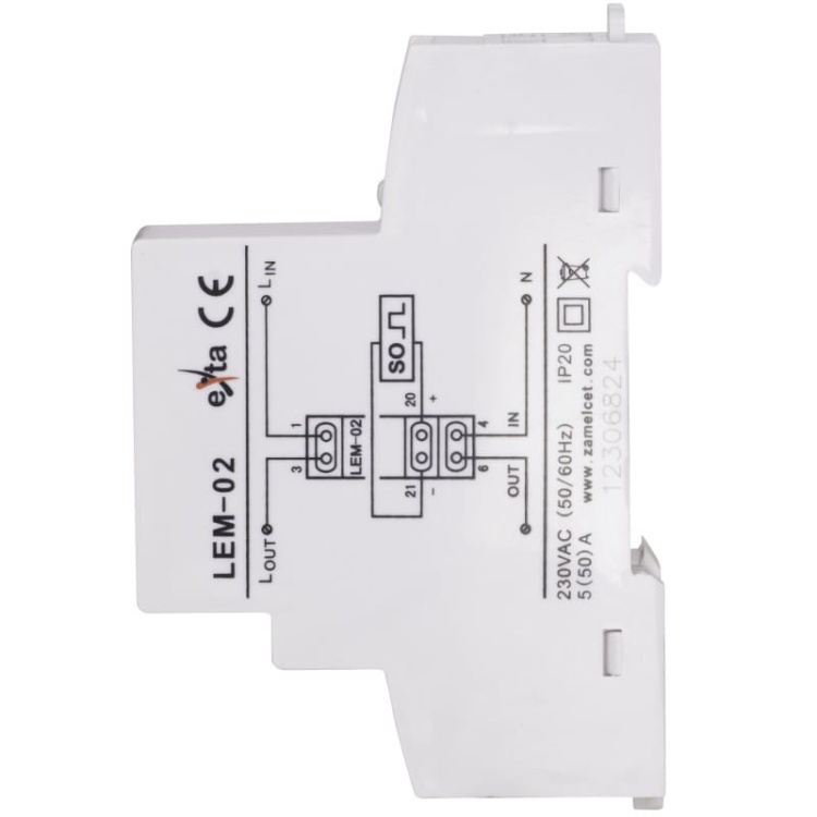 Licznik zużycia energii elektrycznej 1-fazowy 50A Zamel LEM-02 bok schemat.jpg