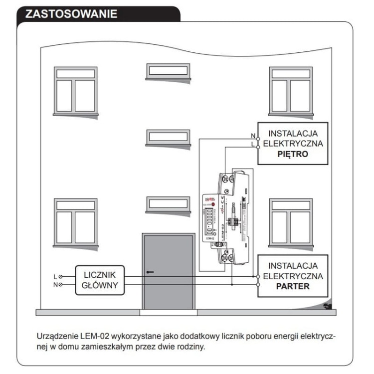 Licznik zużycia energii elektrycznej 1-fazowy 50A Zamel LEM-02 zastosowanie.jpg