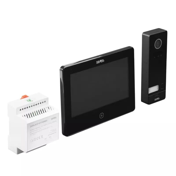 Zestaw wideodomofonowy dwużyłowy IPS HD WiFi dotykowy ekran czarny Zamel VP-209SB-B.jpg