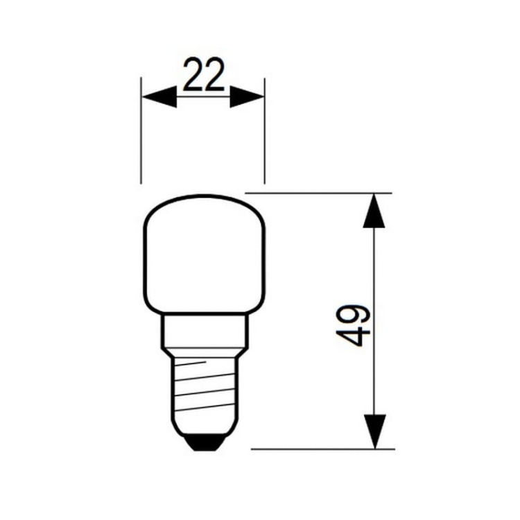 Żarówka do kuchenek LED App T22 15.4W E14 230-240V CL OV 1CT biała ciepła 2700K 90lm PHILIPS wymiary.jpg
