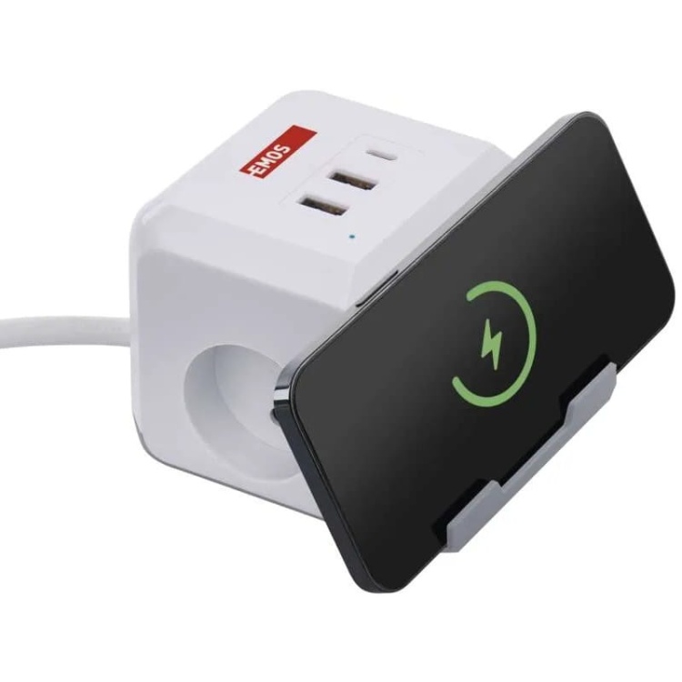 Przedłużacz 2×2P+Z ładowarka indukcyjna i 3xUSB 2m biały kostka EMOS P0212CQ aranżacje.jpg