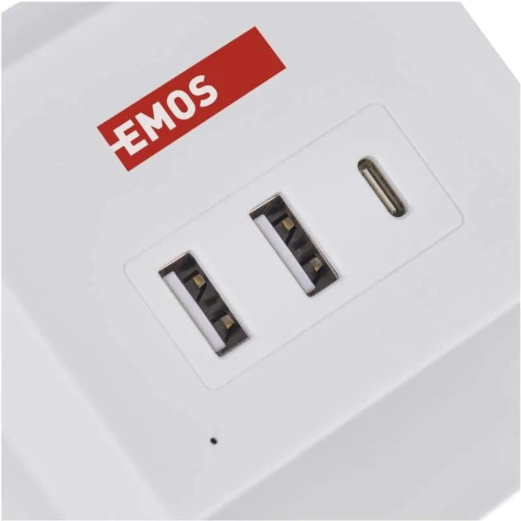 Przedłużacz 2×2P+Z ładowarka indukcyjna i 2xUSB-A i USB-C 2m biały kostka EMOS P0212CQ.jpg