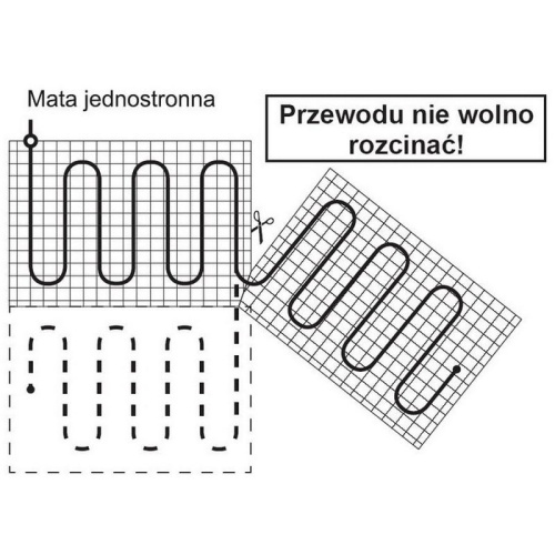 Mata grzejna jednostronnie zasilana 150Wm2 Zamel MOJ-40 ostrzeżenie