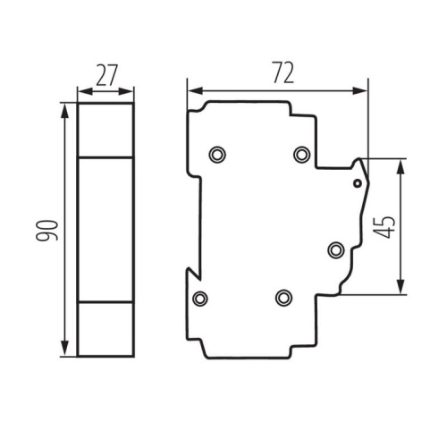 Rozłącznik bezpiecznikowy TH35 63A KSF02-63-1P IDEAL 23341 wymiary