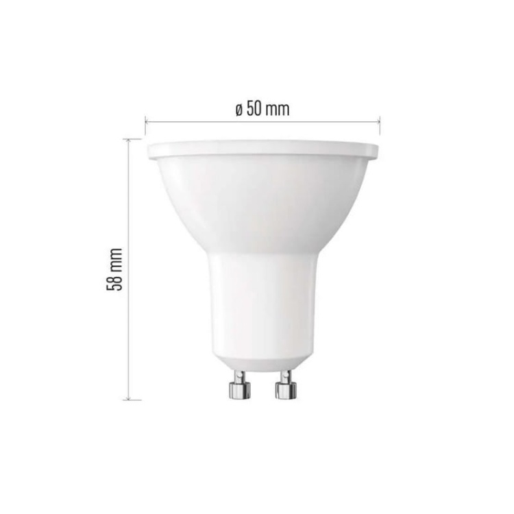 Żarówka LED GU10 Classic 4W=39W 450lm biała ciepła 3000K EMOS wymiary